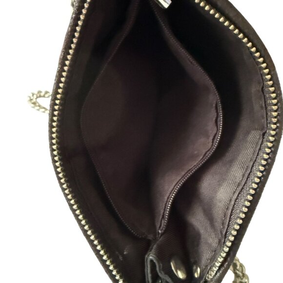 Zara Black Suede Like Silver Studded Crossbody Clutch Bag Removable Chain Strap - Picture 9 of 11